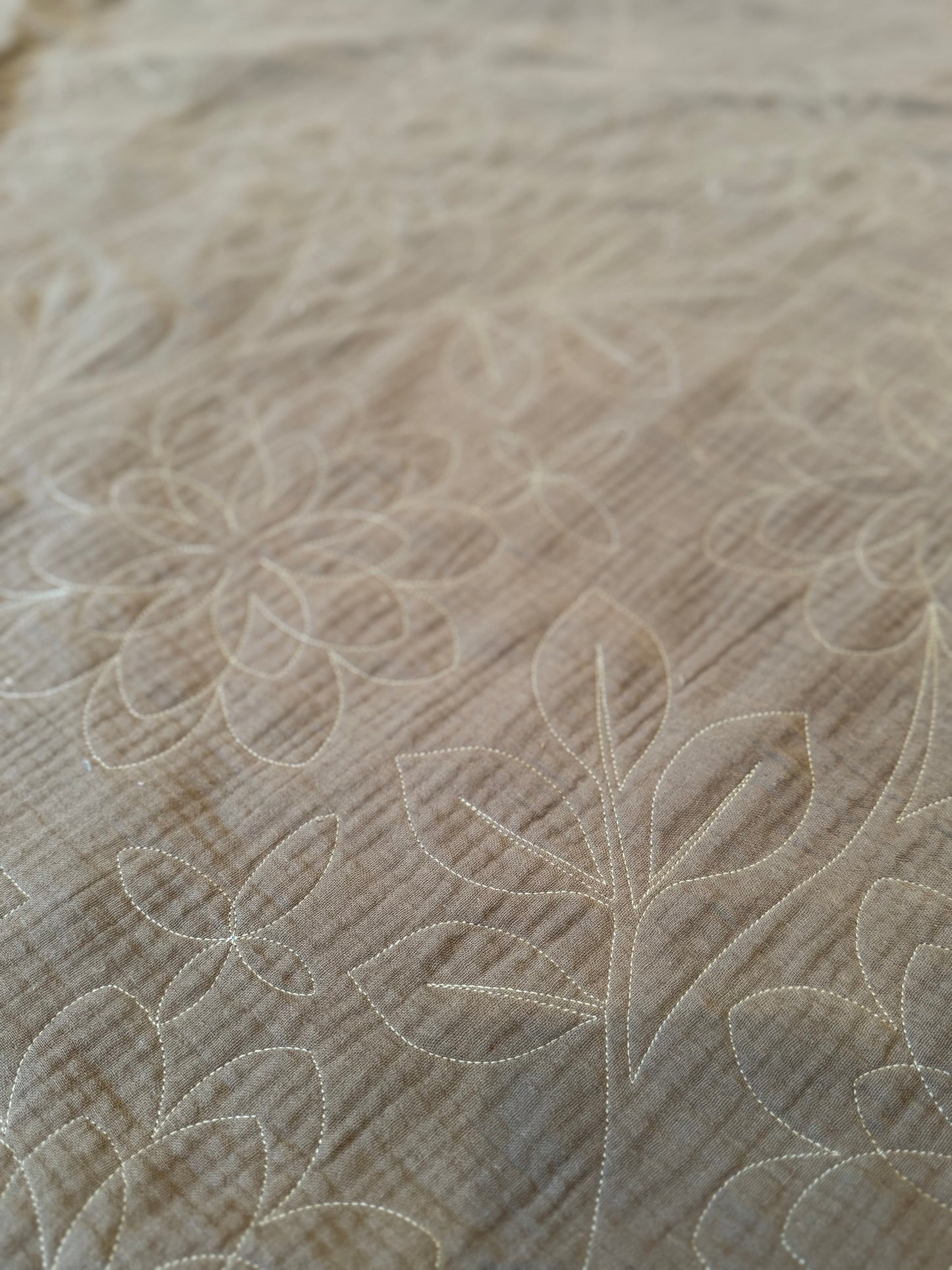 Green Floral Whole Cloth Quilt