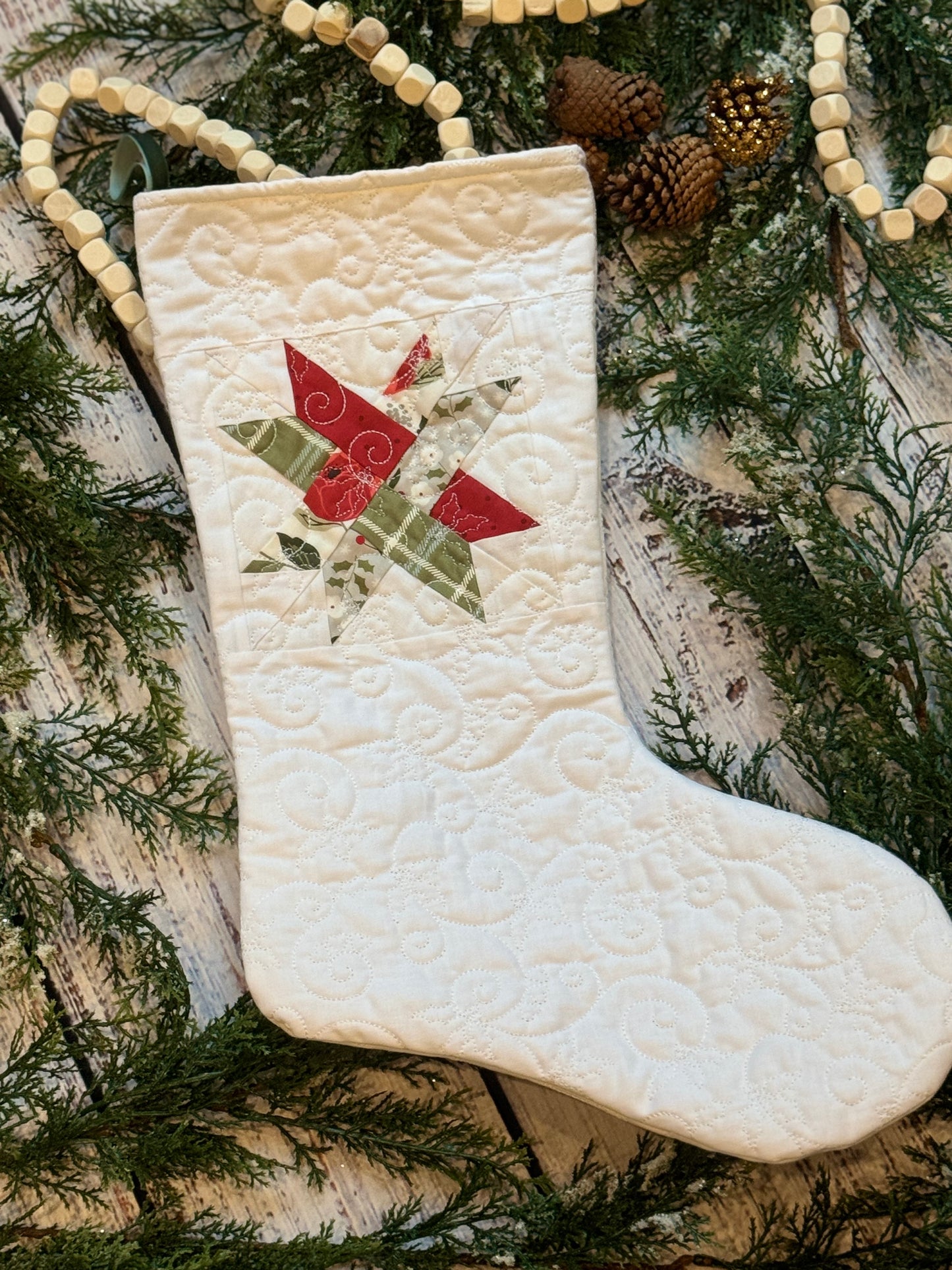 Red & Green Holly Swirl Stocking