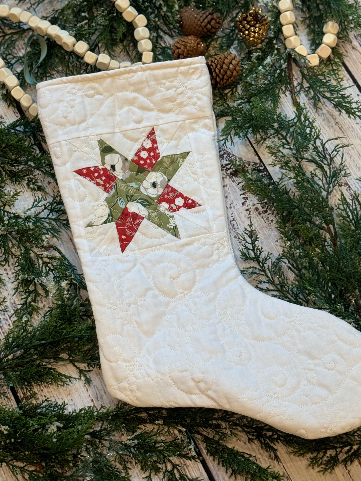 Red & Green Flower Blossom Stocking