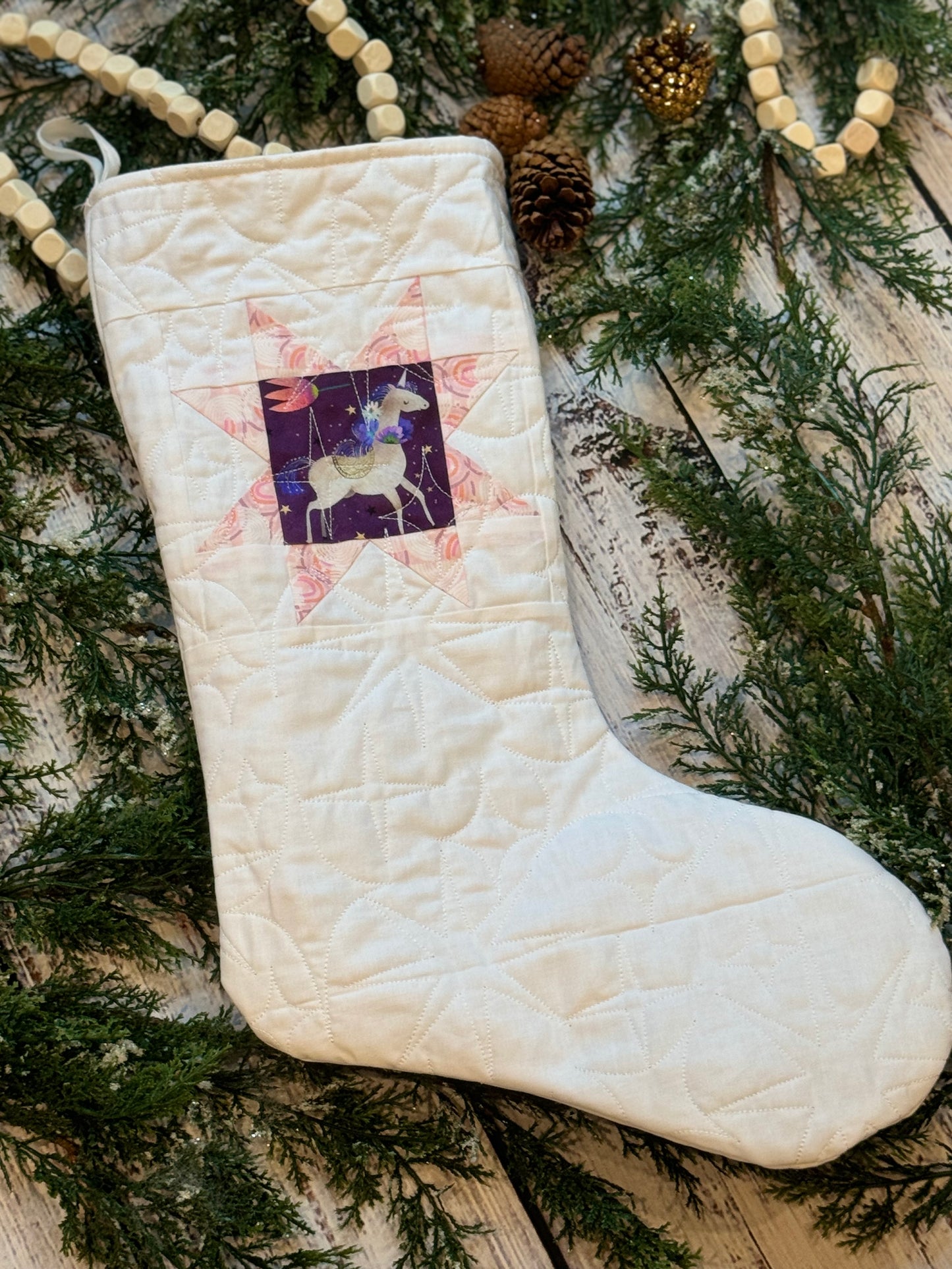 Unicorn Stocking - White Daisy Starstruck