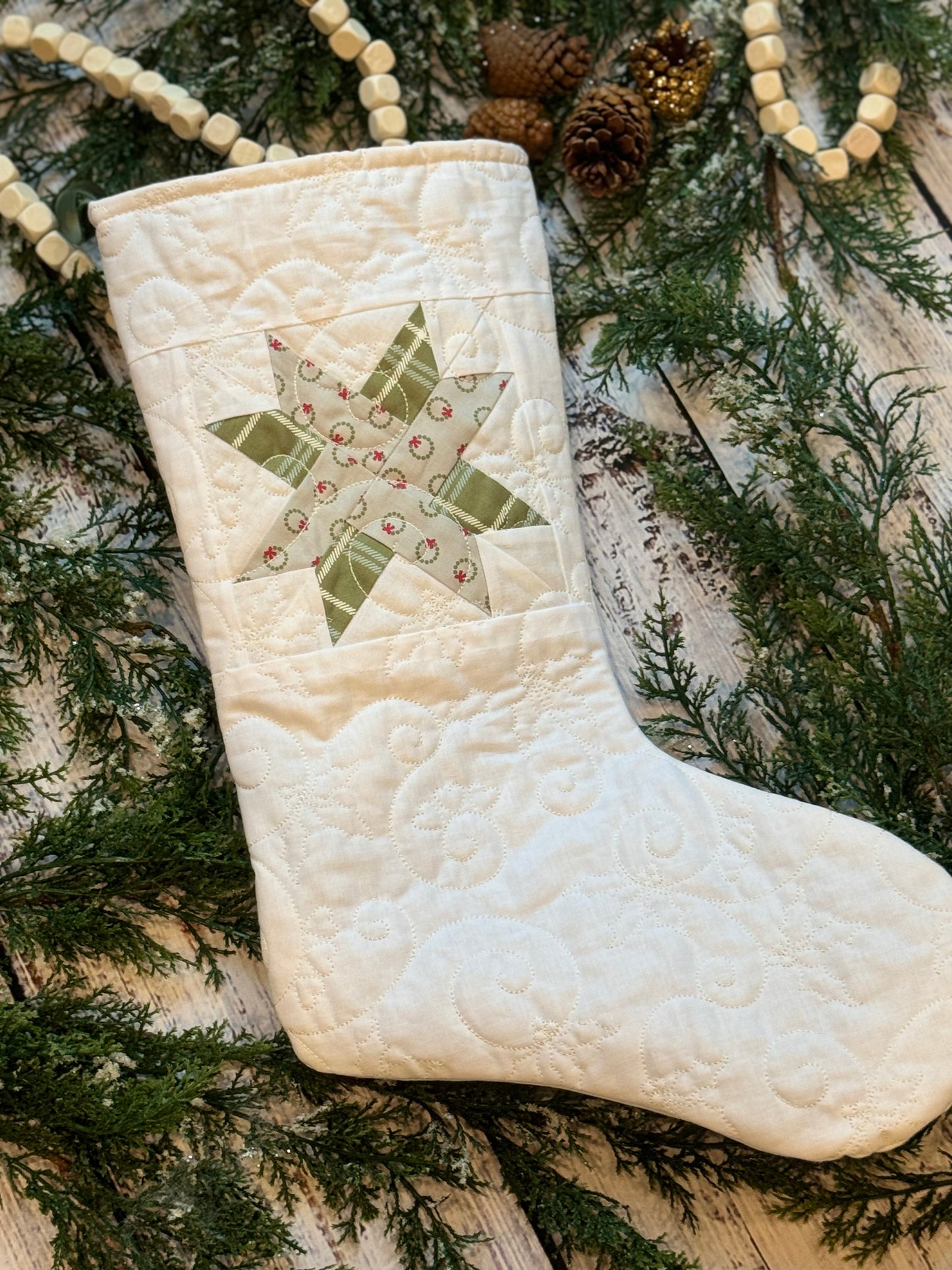 Green & Gray Woven Star Stocking